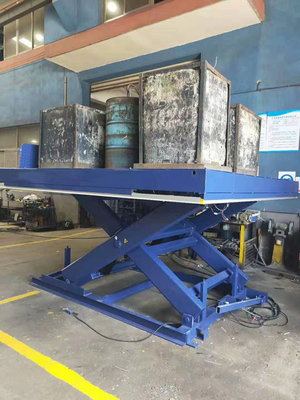 Hydraulic Electric Scissor Lift , Dock Lift With Non Skid Checkered Plate And Manual Lap-jointed Plate