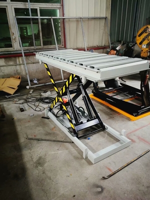 Roller Hydraulic Scissor Lift Table For Goods Sliding On Platform And Portable Unloading